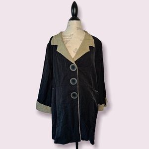 Vintage Peacoat Collared Big Buttons Trench Coat 2X